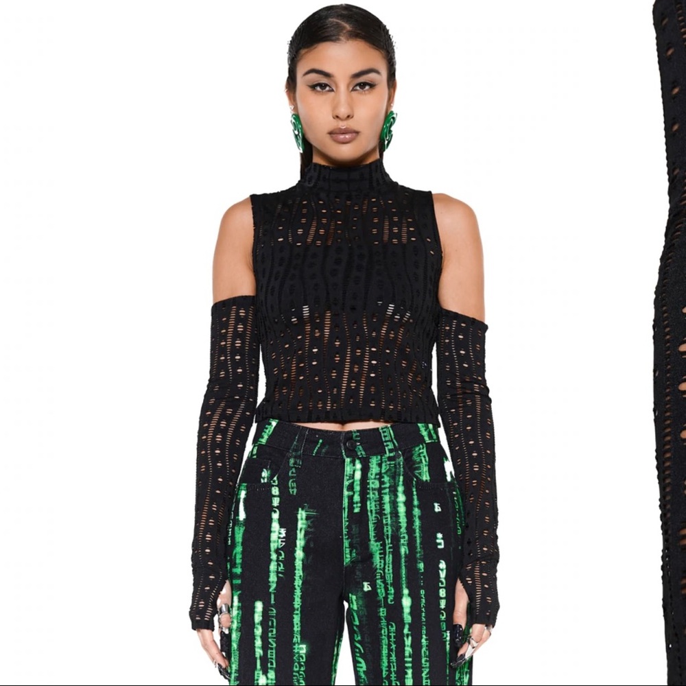 ❌SOLD ON DE🅿️⭕️🅿️❌ Jaded London The Matrix Black Cut Out Shadow Top